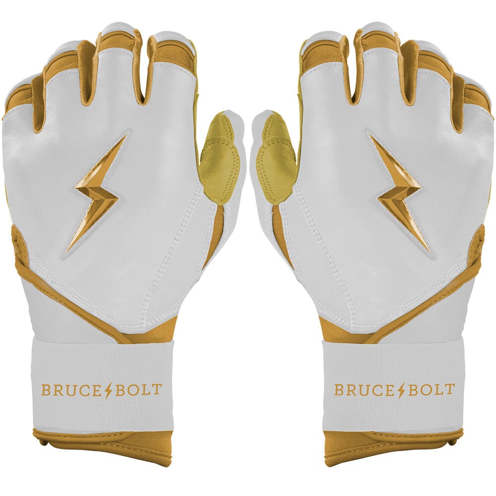 Gold Series Long Cuff Batting Gloves - White/Gold 1 Gold Series Long Cuff Batting Gloves - White/Gold