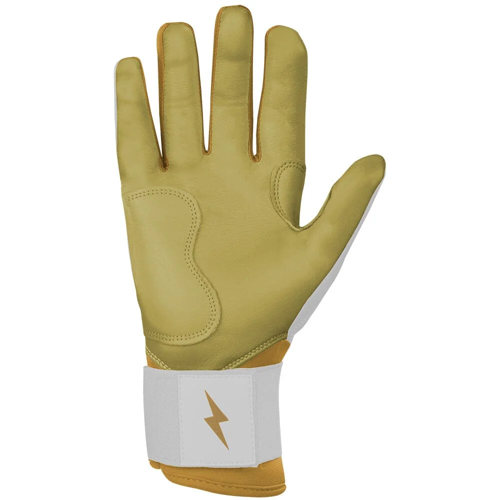 Gold Series Long Cuff Batting Gloves - White/Gold 2 Gold Series Long Cuff Batting Gloves - White/Gold