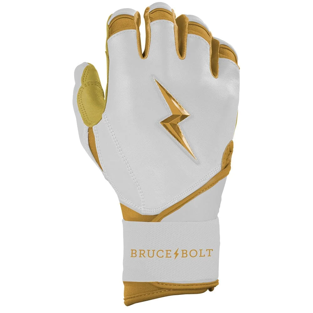Gold Series Long Cuff Batting Gloves - White/Gold 4 Gold Series Long Cuff Batting Gloves - White/Gold