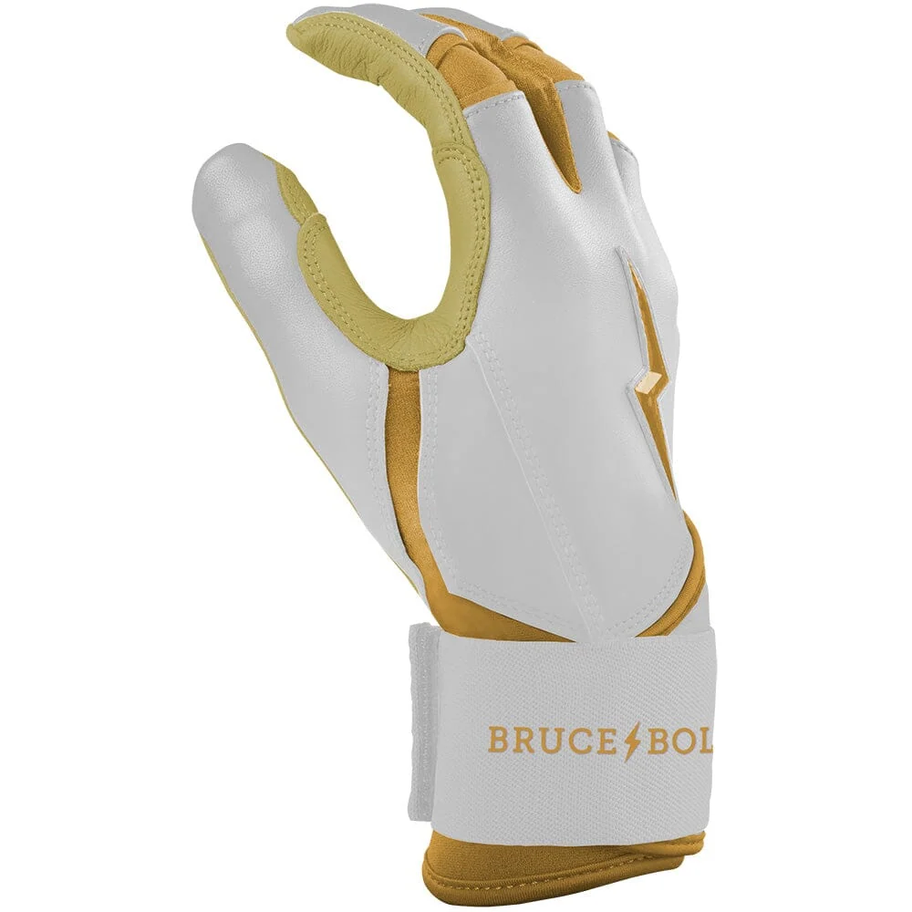 Gold Series Long Cuff Batting Gloves - White/Gold 5 Gold Series Long Cuff Batting Gloves - White/Gold
