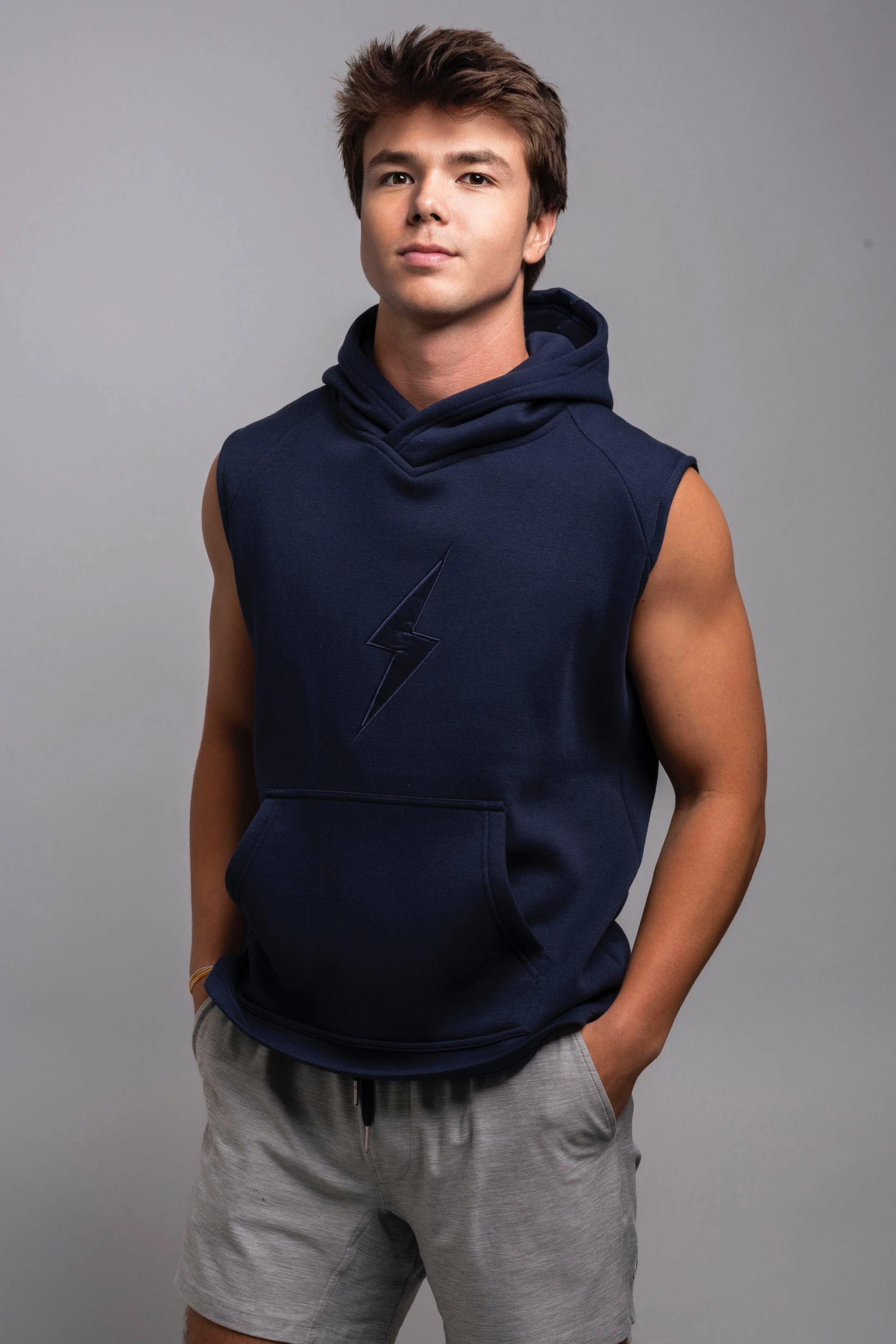 BOLT Sleeveless Hoodie - Navy/Navy Bolt 3 BOLT Sleeveless Hoodie - Navy/Navy Bolt